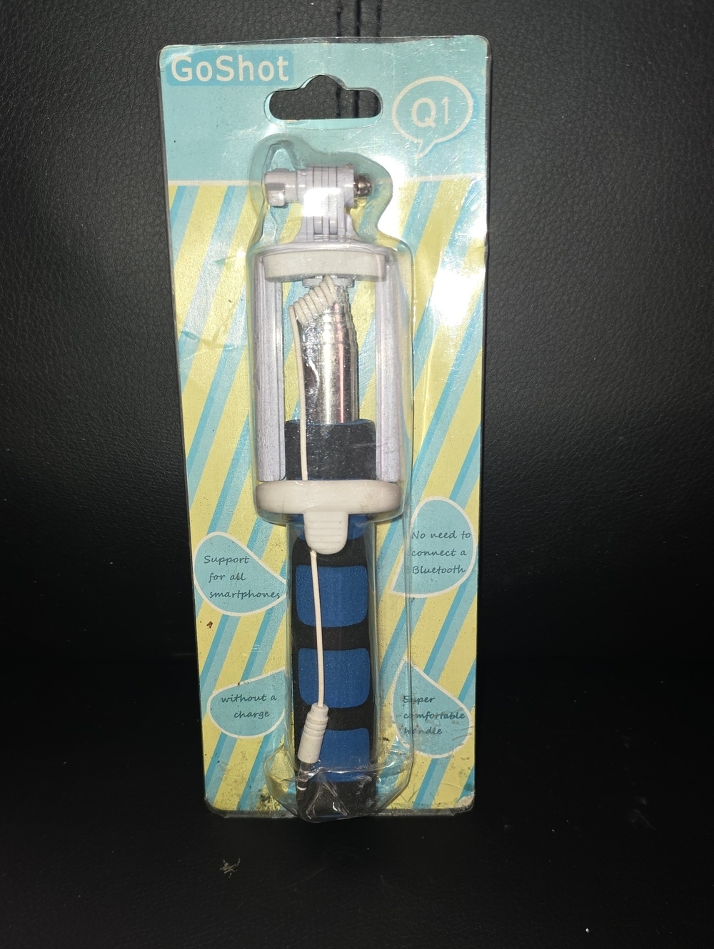 Blue Selfie Stick with Wired Shutter